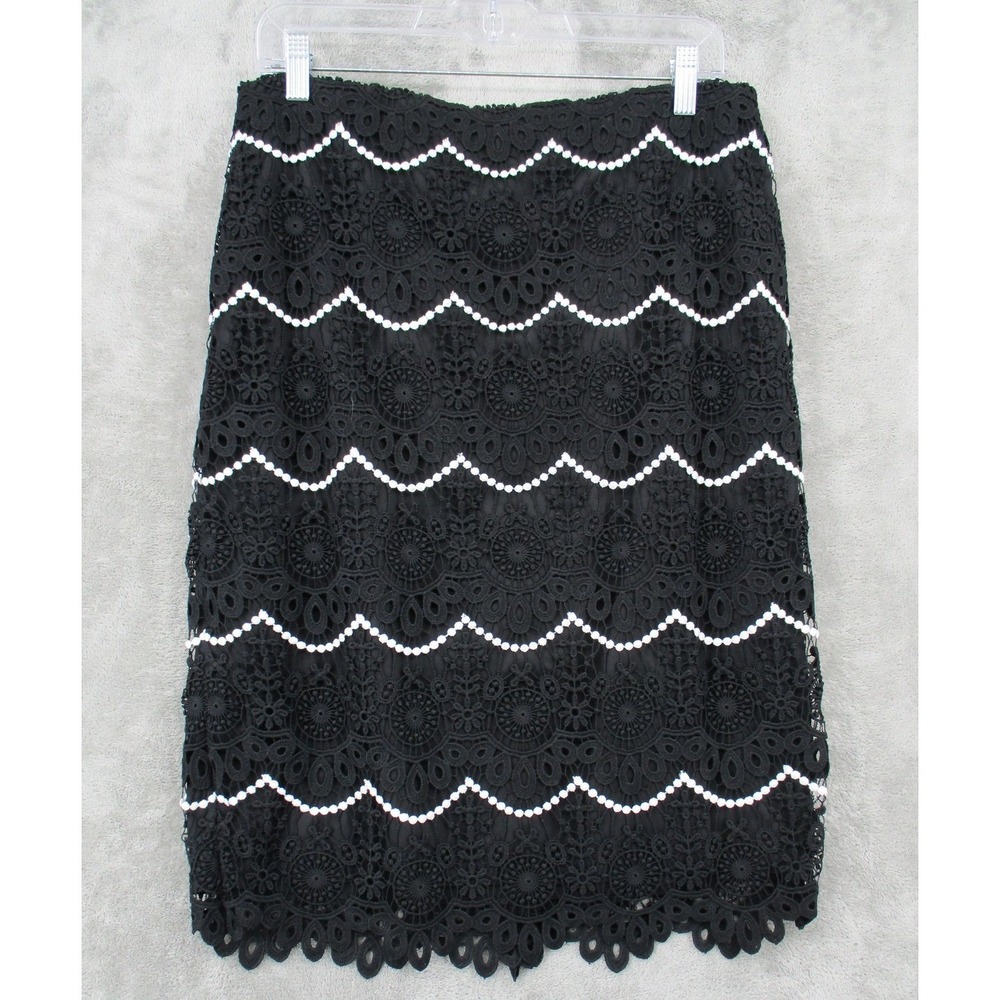 Talbots Skirt 8 Lace Crochet Feminine Dark Coquette Witchy Career Straight Black